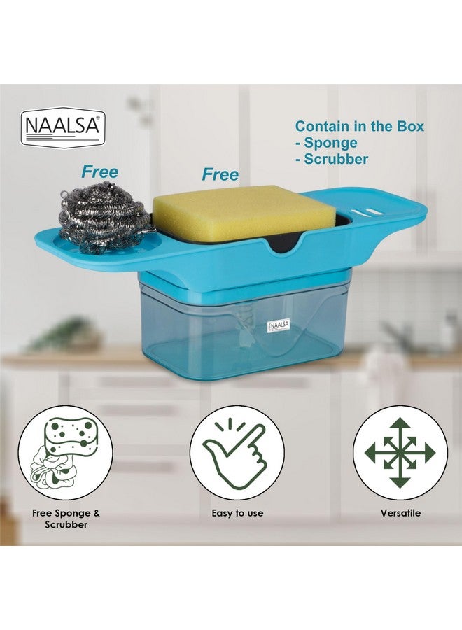 NAALSA IKON Soap Dispenser for Kitchen Sink Bathroom Accessories Dishwasher Liquid Holder Liquid Dispenser Pump 400 ML with 1Pc Sponge & 1Pc Scrubber (IKON Soap Dispenser) - Image 4