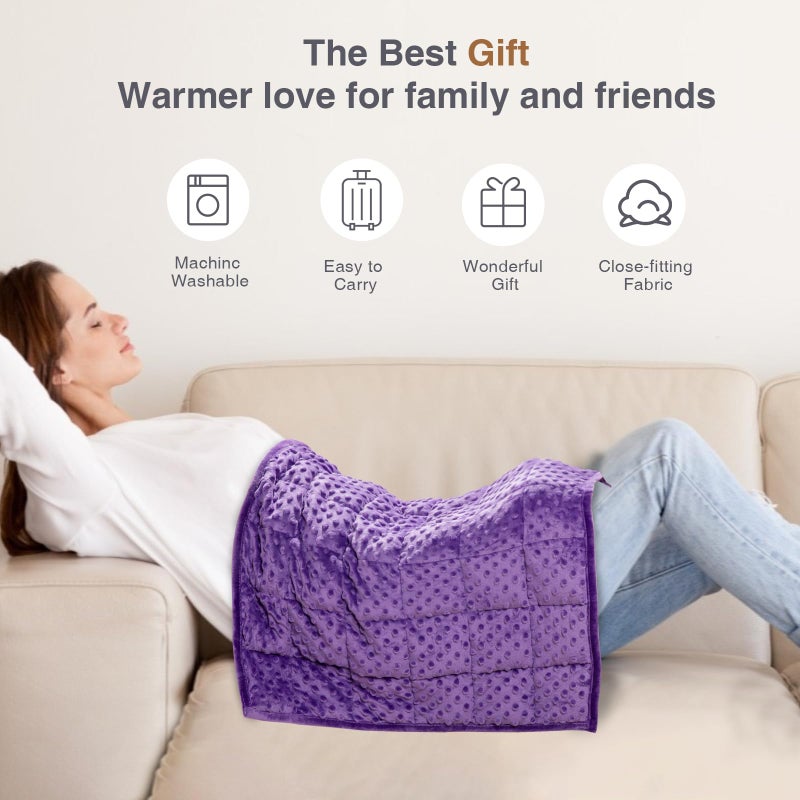 Alomidds Weighted Lap Blanket 7lbs  Cozy Luxury Breathable Weighted Blanket for Adults  Weighted Lap Pad for Travel  Relaxation  Sleeping  Calming  Purple  29"" x 24"" - Image 2