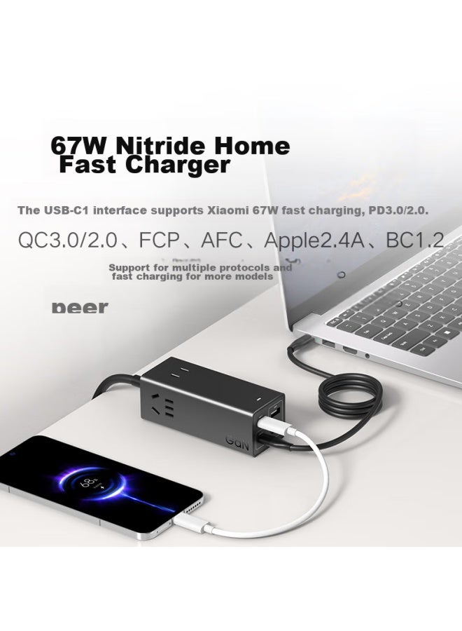 M I Xiaomi Gallium Nitride 67w Desktop Fast Charging Socket Pro, Laptop Switch Charger, Handheld Base, Usb Power Strip, Hdmi Screen Mirroring, Power Strip, Socket, Portable Charging Station - Image 3