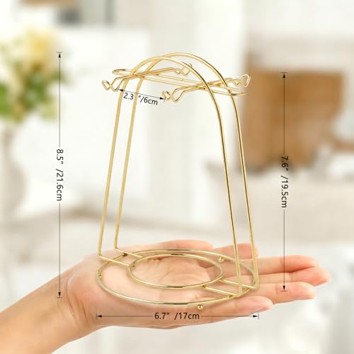 YY YEARCHY Coffee Mug Holder Espresso Cups Holder Cup Drying Rack Cups Drainer Stand Metal Mug Tree Cups Organizer with 4 Hook Hangers for Kitchen Counter and Tea PartyGold - Image 3