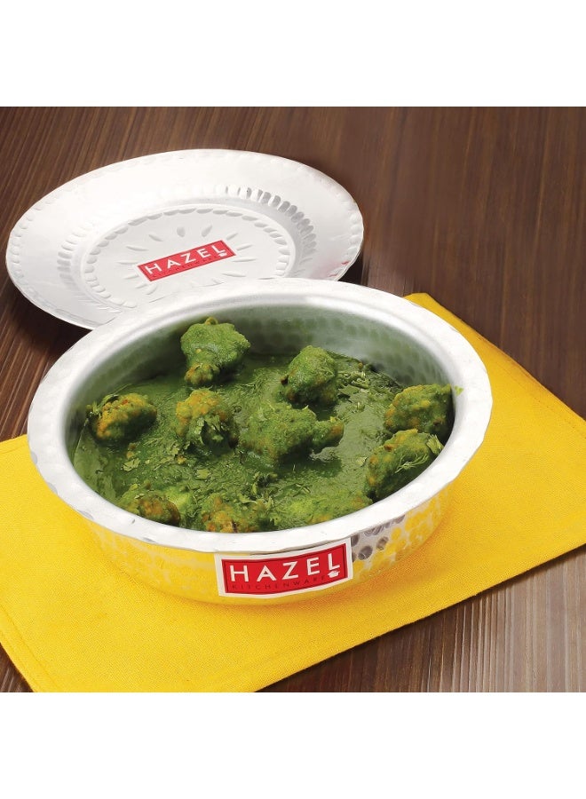 HAZEL Aluminium Langdi Patila Pot with Lid Hammered Finish Round Bottom Boiling Tope Vessels Bhagona Dekchi (1, 1700 ML) - Image 3