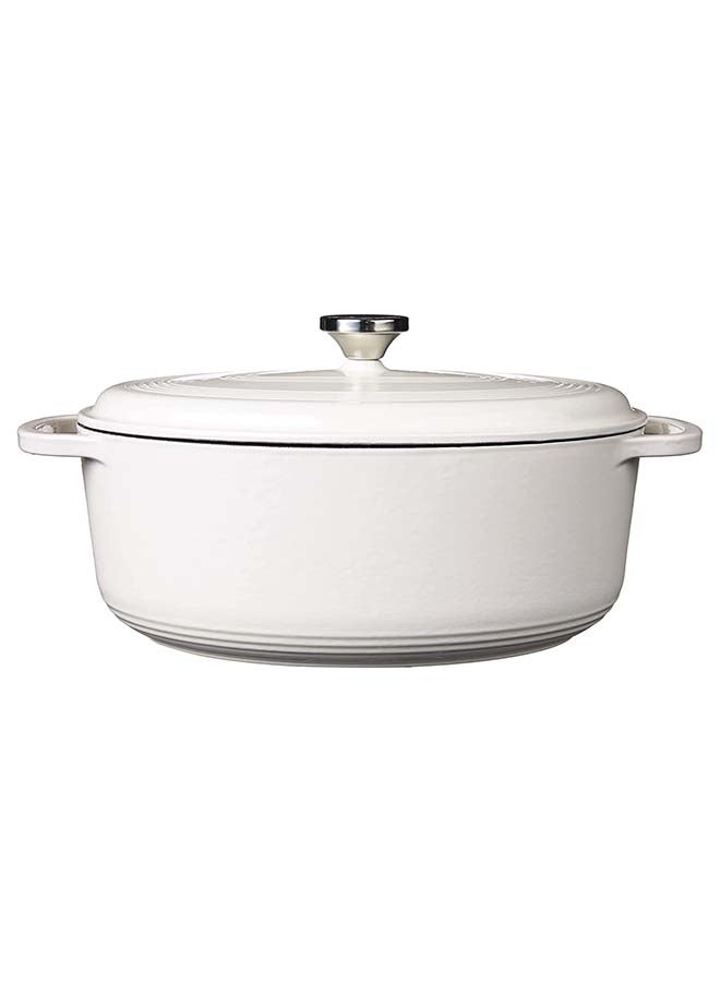 LODGE EC7OD13 Enameled Cast Iron Oval Dutch Oven, 7-Quart, Oyster White  - Image 2
