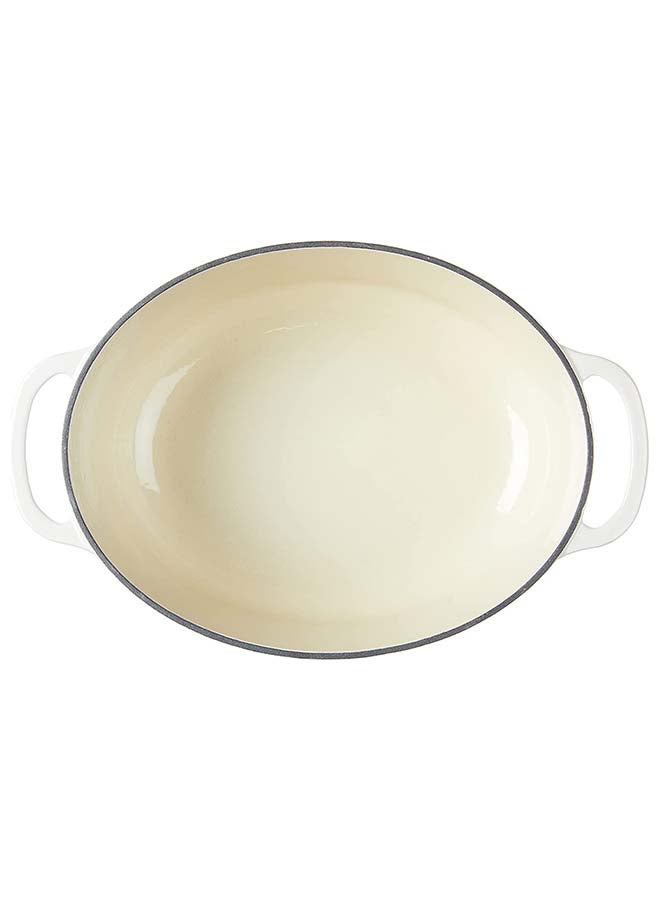 LODGE EC7OD13 Enameled Cast Iron Oval Dutch Oven, 7-Quart, Oyster White  - Image 3