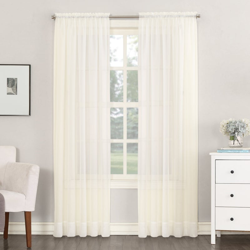 No 918 53566 Emily Sheer Voile Rod Pocket Curtain Panel 59 x 108 Eggshell