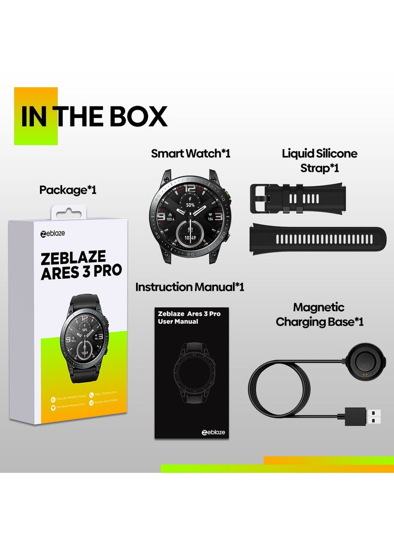 Zeblaze - Zeblaze Ares 3 Pro Health Monitor Smartwatch 400mAh Sports Watch AMOLED Display Voice Calling Waterproof 100 Plus Sport Modes - Image 1