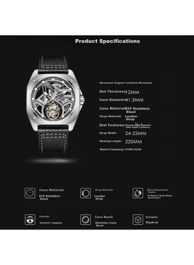 Aesop Tourbillon Skeleton Mechanical Men's Ultra-thin Luminous Fashion Luxury National Trend Brand Watch Gift For Husband - Image 5