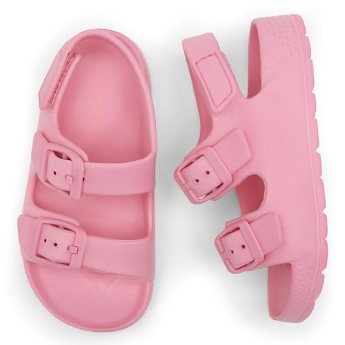 ChayChax Toddler Boys Girls Double Buckle Sandals Children's Adjustable Back Strap Water Sandal, Pink, 5 Toddler - Image 2