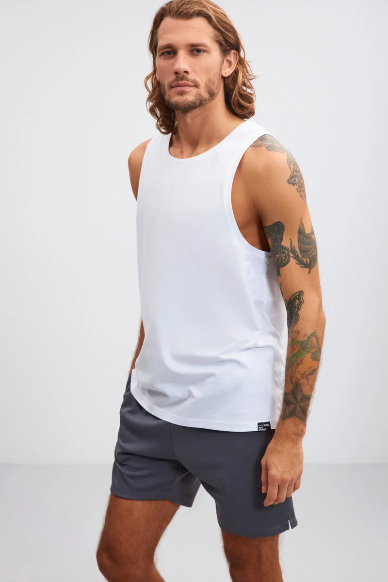 GRIMELANGE Jules Men's 2 Pack Thick Fabric 100% Cotton White Undershirt