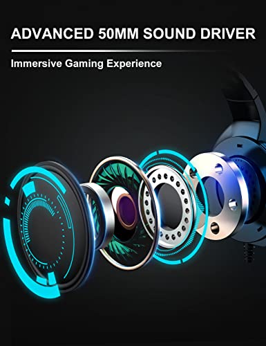 ZIUMIER Gaming Headset with Microphone, Compatible with PS4 PS5 Xbox One PC Laptop, Over-Ear Headphones with LED RGB Light, Noise Canceling Mic, 7.1 Stereo Surround Sound - Image 3
