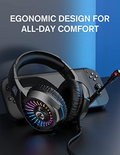 ZIUMIER Gaming Headset with Microphone, Compatible with PS4 PS5 Xbox One PC Laptop, Over-Ear Headphones with LED RGB Light, Noise Canceling Mic, 7.1 Stereo Surround Sound - Image 4