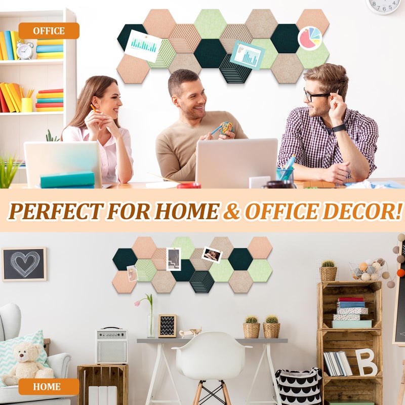 Mindsoft 16 Pcs Hexagon Cork Boards Tiles for Walls Decor 7 x 6 Inch Cork Bulletin Board Tiles with 50 Pins, Pin Board for Office Home for Office & Home for Notes Photos and DIY Classroom Decor - Image 5