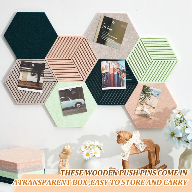Mindsoft 16 Pcs Hexagon Cork Boards Tiles for Walls Decor 7 x 6 Inch Cork Bulletin Board Tiles with 50 Pins, Pin Board for Office Home for Office & Home for Notes Photos and DIY Classroom Decor - Image 2