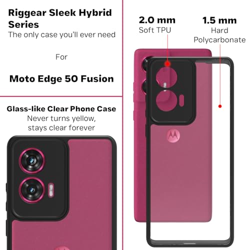 RIGGEAR Shockproof Sleek Hybrid Armor Back Cover Case Compatible with Motorola Moto Edge 50 Fusion/Moto G96 5G (Clear PC + Black TPU Bumper) - Image 3