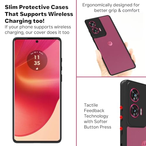 RIGGEAR Shockproof Sleek Hybrid Armor Back Cover Case Compatible with Motorola Moto Edge 50 Fusion/Moto G96 5G (Clear PC + Black TPU Bumper) - Image 4