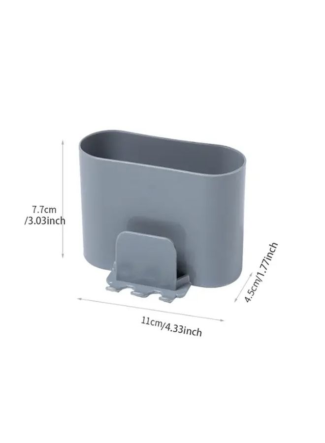 Blue Wall Mounted No Drill Toothbrush And Toothpaste Holder Bathroom Organizer - Image 3