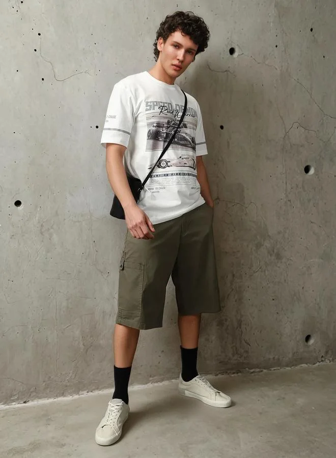 HIGH STAR Men Relaxed Fit Motoracer Graphic Printed F1 Cotton T-shirt