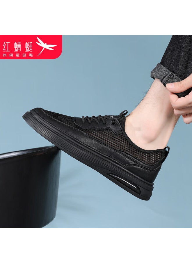 Red Dragonfly Men's Hollow Mesh Breathable Casual Shoes Men's Board Shoes Sports Black Shoes Men Wxl250011 Black 40