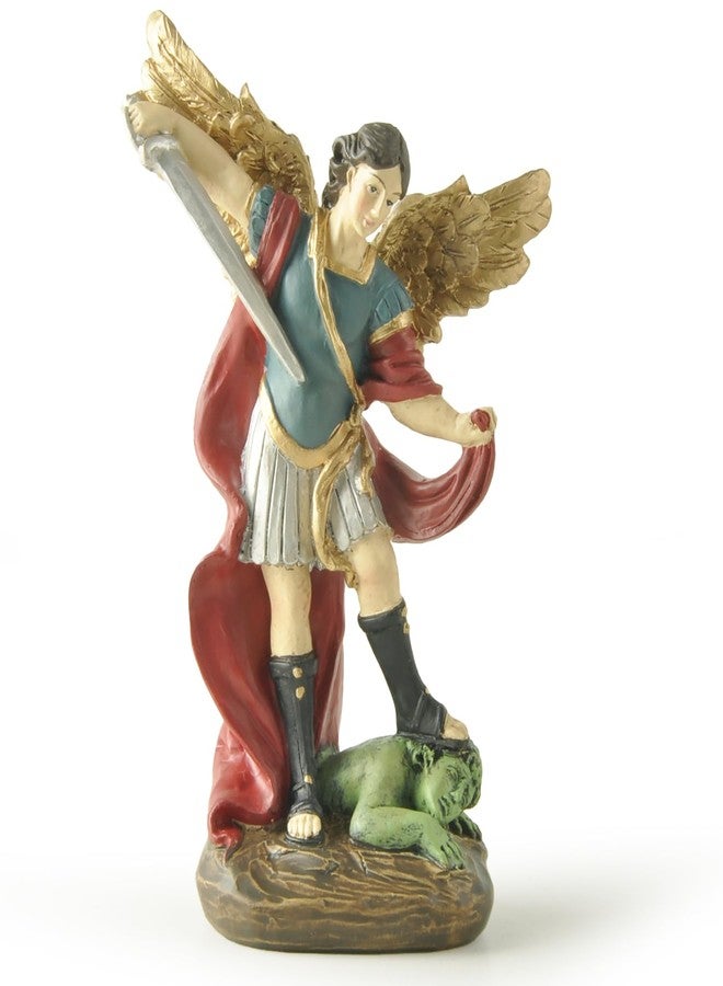 PlentifulHome St. Michael the Archangel Statue – 5.32” Hand-Painted Resin Catholic Figurine, Spiritual Warrior Angel Defeating Evil, Religious Home Altar or Prayer Room Decor - Image 2