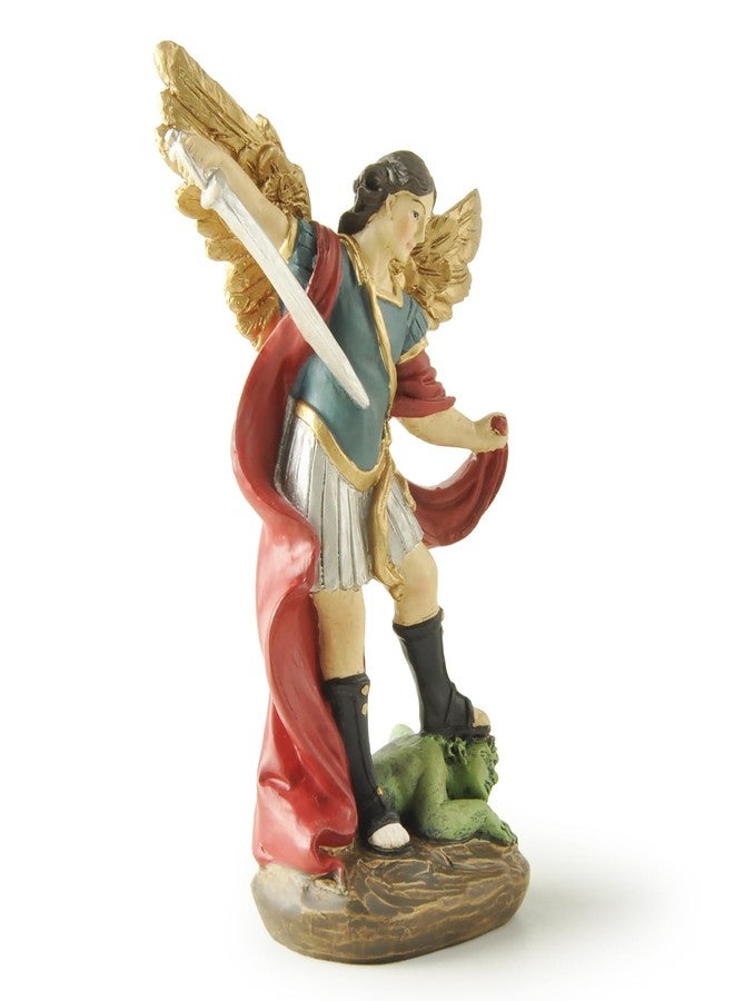 PlentifulHome St. Michael the Archangel Statue – 5.32” Hand-Painted Resin Catholic Figurine, Spiritual Warrior Angel Defeating Evil, Religious Home Altar or Prayer Room Decor - Image 3