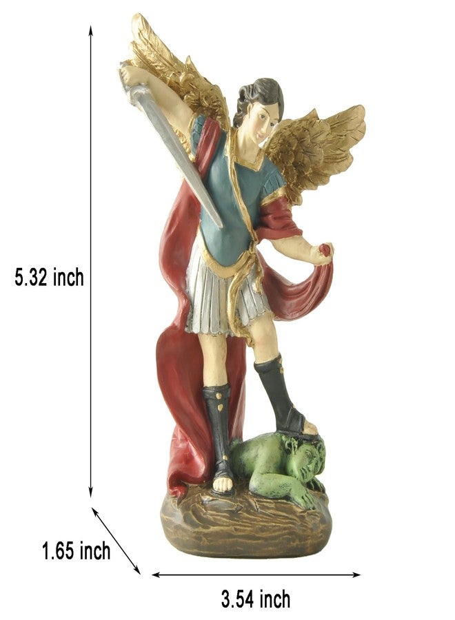 PlentifulHome St. Michael the Archangel Statue – 5.32” Hand-Painted Resin Catholic Figurine, Spiritual Warrior Angel Defeating Evil, Religious Home Altar or Prayer Room Decor - Image 5