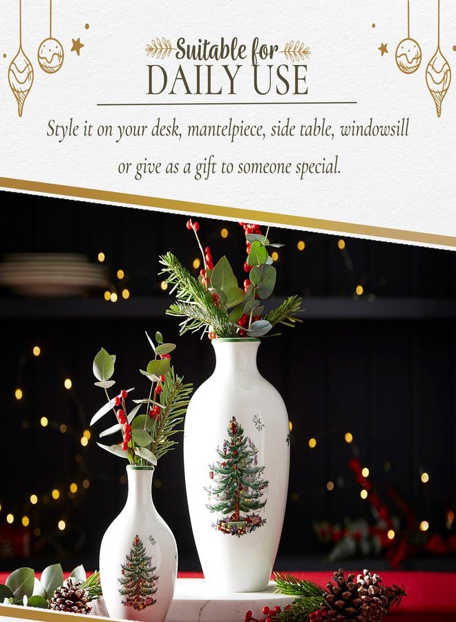 سبود مزهرية سبود لشجرة عيد الميلاد مقاس 10 بوصات - مزهرية زهور سيراميك أنيقة، قطعة مركزية مثالية لتنسيقات الزهور وديكور المنزل - لمسة يدوية الصنع رائعة للزينة الاحتفالية - Image 5