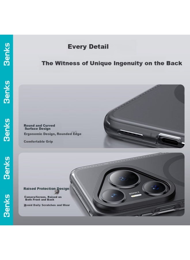 Benks (Benks) Huawei Pura 80 Phone Case Huawei Pura 80 Anti-Drop Magnetic Absorption Case Light Sand Wear-Resistant Men And Women Protective Cover Not Easy To Get Fingerprints White - Image 2