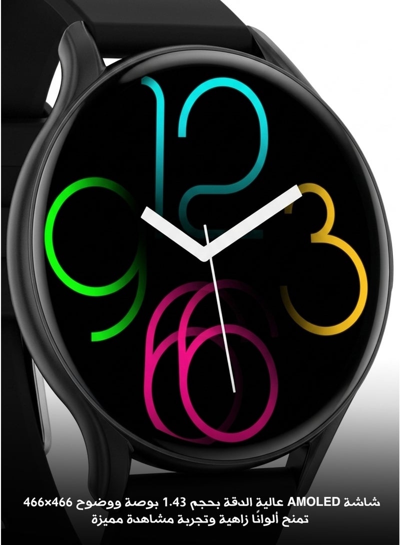 أولونا ساعة ذكية Olona GTR2 بشاشة AMOLED دائرية 1.43 بوصة – سمارت واتش للمكالمات عبر البلوتوث ومراقبة الصحة والرياضة مع قياس نبض القلب والأكسجين، تدعم أكثر من 100 وضع رياضي، إصدار 2024 - Image 2