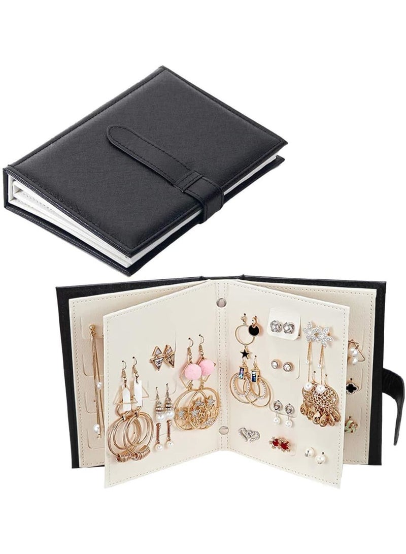 Barakah Earring Organizer Book, Travel Jewelry Storage Case for Women, Portable Earring Holder with Zipper and Clear Pages, Keeps 42 Pairs Tangle-Free for Home or Trip, Compact Jewelry Display Tray, Black - Image 1