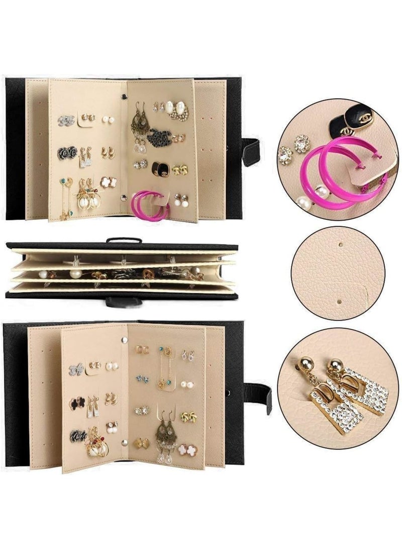 Barakah Earring Organizer Book, Travel Jewelry Storage Case for Women, Portable Earring Holder with Zipper and Clear Pages, Keeps 42 Pairs Tangle-Free for Home or Trip, Compact Jewelry Display Tray, Black - Image 3