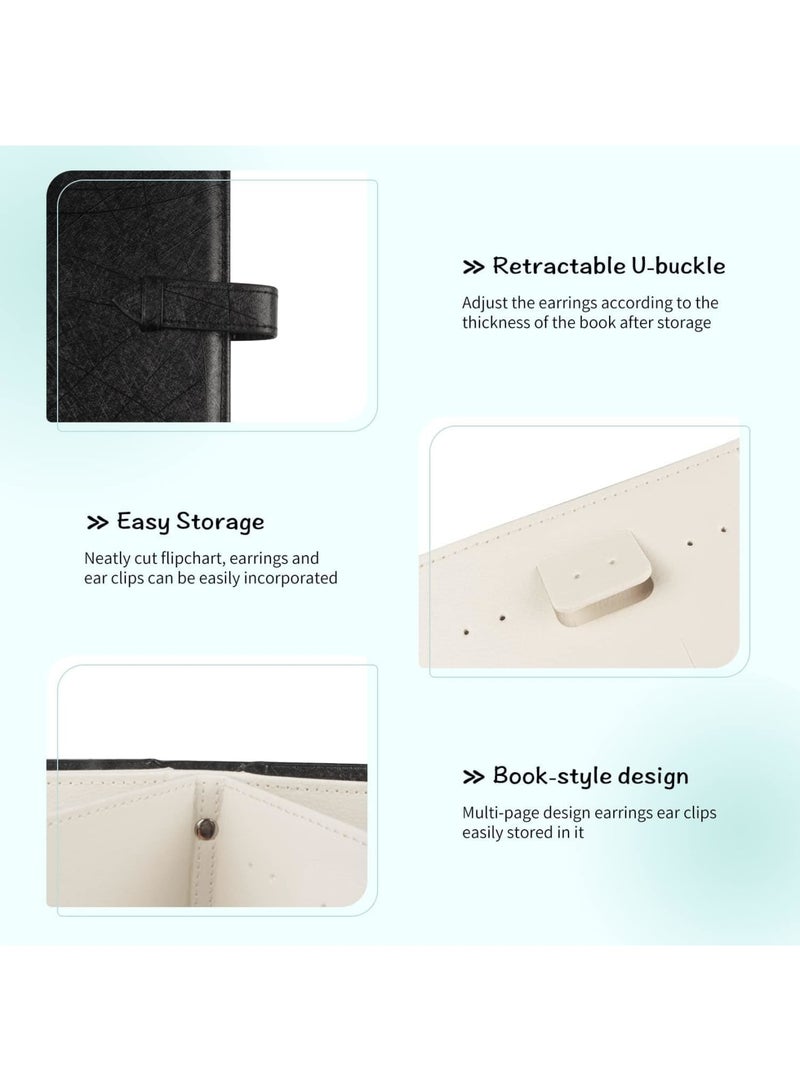 Barakah Earring Organizer Book, Travel Jewelry Storage Case for Women, Portable Earring Holder with Zipper and Clear Pages, Keeps 42 Pairs Tangle-Free for Home or Trip, Compact Jewelry Display Tray, Black - Image 4