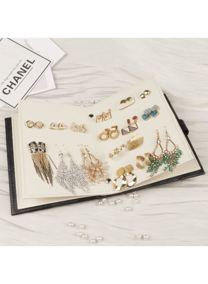 Barakah Earring Organizer Book, Travel Jewelry Storage Case for Women, Portable Earring Holder with Zipper and Clear Pages, Keeps 42 Pairs Tangle-Free for Home or Trip, Compact Jewelry Display Tray, Black - Image 5