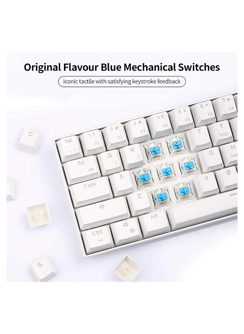 ARNOTEC - RK61 Mechanical Keyboard 61 Keys Arabic/English Dual Language, Blue Backlight, Blue Switch Tablet Mobile Office Gaming Keyboard - Image 1