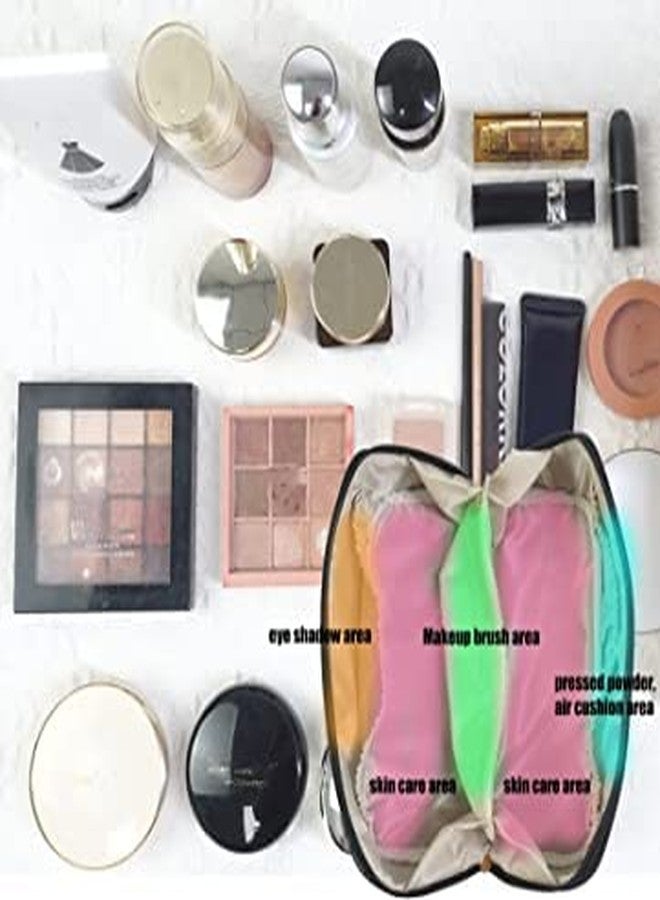 Flywind Portable Travel Cosmetic Bag/Waterproof Leather Multifunctional Storage Makeup Bag/Cosmetic Pouch Bag with Handle/Toiletry Kits for Girls, Women (Brown) - Image 4