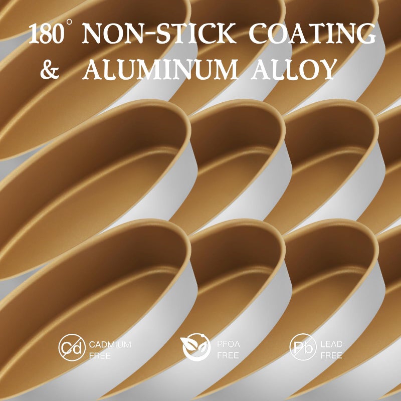 Marimer FOR BAKE Non-Stick 8" Oval Cheesecake Pan Set - 2-Pack Golden Aluminum Alloy Baking Molds for Perfect Cakes & Breads - Bake Like a Pro! - Image 3