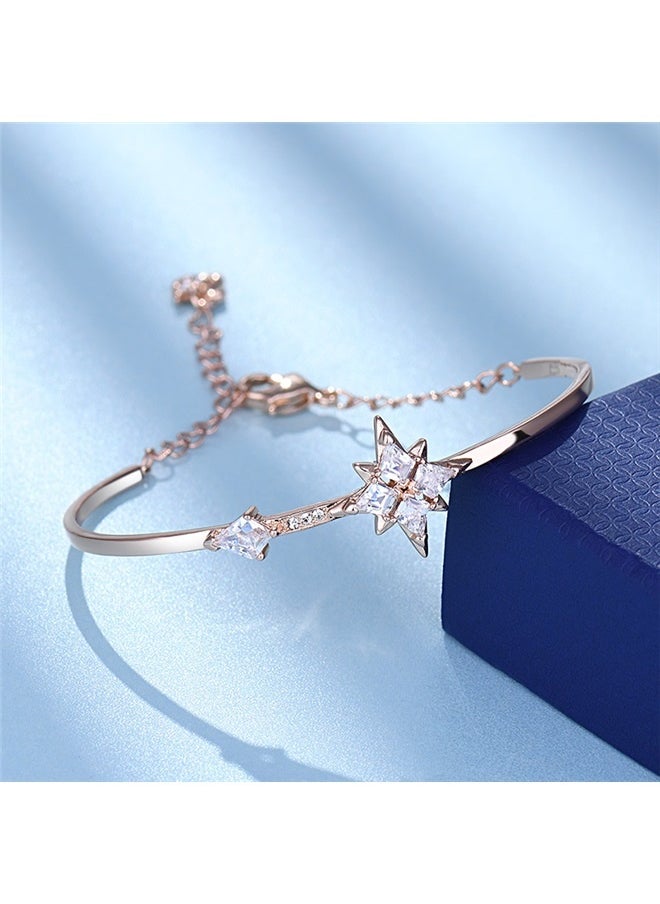 yongsheng Stone Studded Bracelet,Bracelets for Women Cuff Bangle Crystal Star Charm Tassel Bracelet Jewelry for Teen Girls Bridesmaid Birthday Gifts  - Image 1