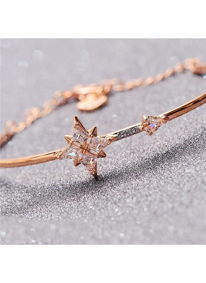 yongsheng Stone Studded Bracelet,Bracelets for Women Cuff Bangle Crystal Star Charm Tassel Bracelet Jewelry for Teen Girls Bridesmaid Birthday Gifts  - Image 5