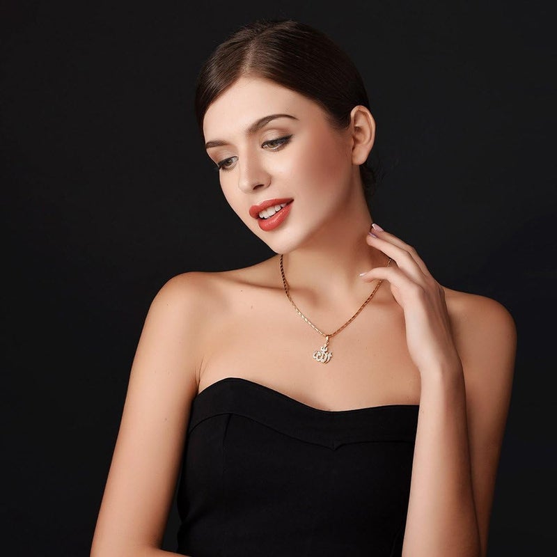U7 Cubic Zirconia Allah Pendant Necklace Women 18K Gold Plated Mulsim Jewelry - Image 2