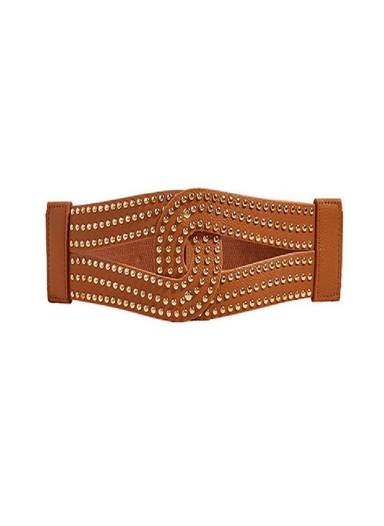 Eckek - Ladies Corset Elastic Rivet Wide Girdle Dress Suit Shirt Decoration Belts for Women - Image 1