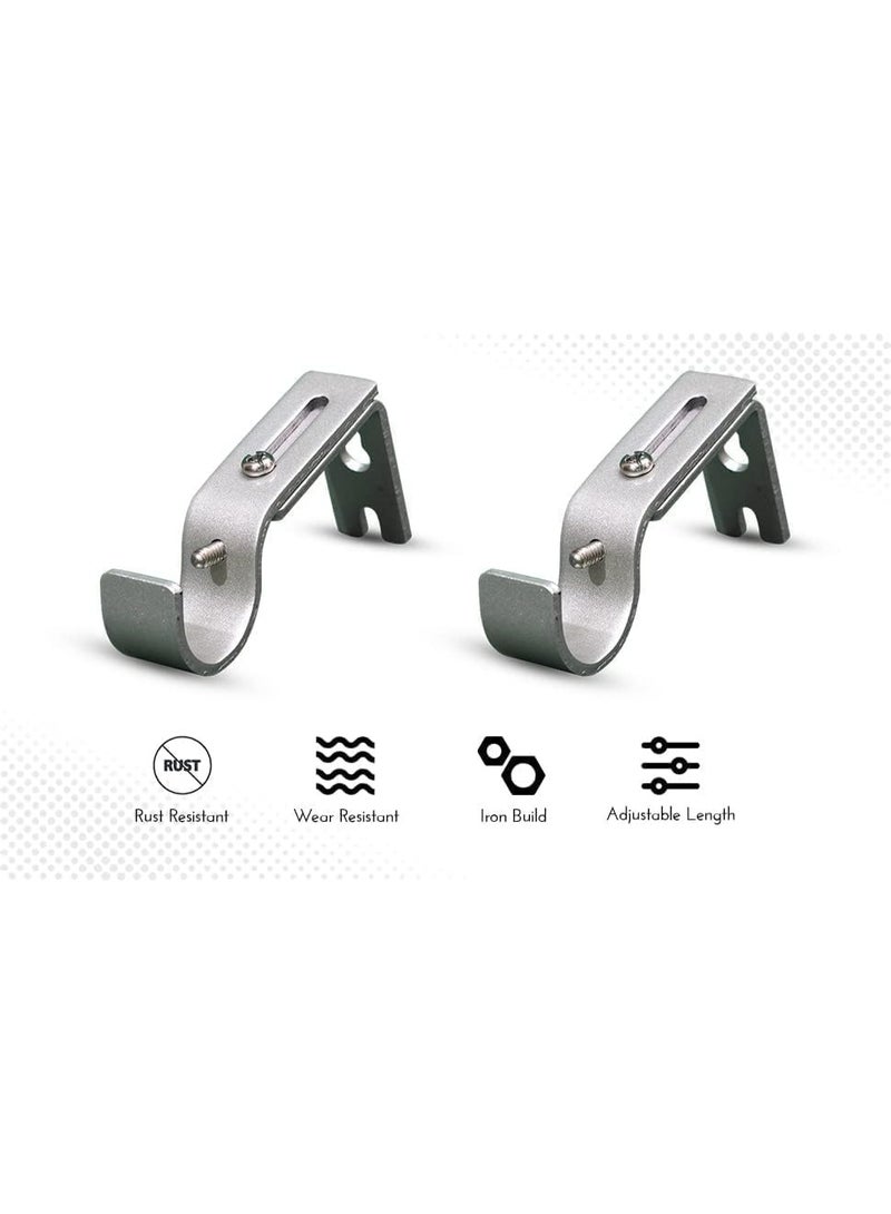 Soofam Curtain Pole Brackets, Heavy Duty Adjustable Curtain Pole Brackets (9-12cm), Rust-Resistant Metal Wall Rod Brackets with Screws, Sturdy for Strong Support (3-Pack, Silver) - Image 2