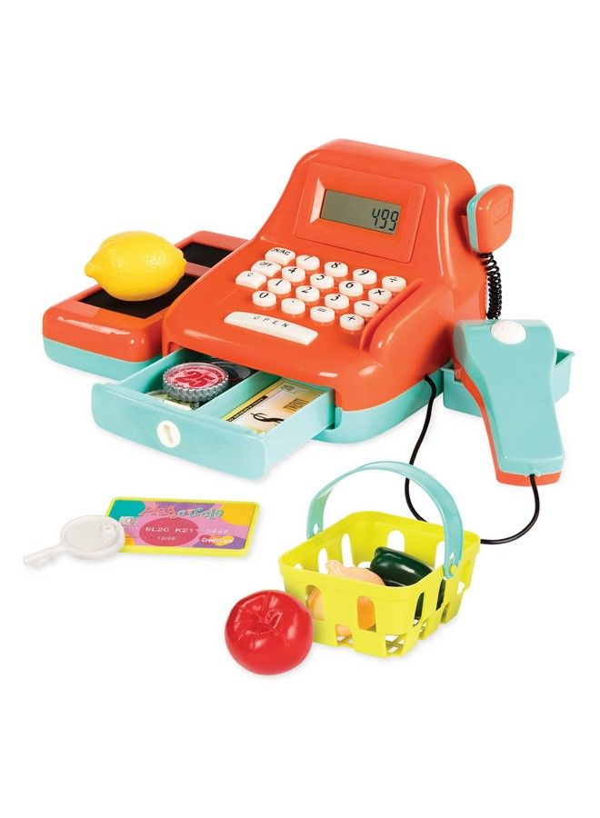 BATTAT Cash Register Toy Playset Pretend Play Kids Calculator Cash Register With Accessories For 3+ (26Pieces) Orange - Image 1