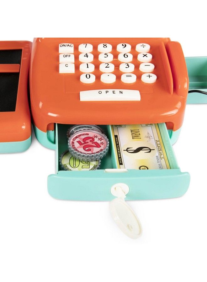 BATTAT Cash Register Toy Playset Pretend Play Kids Calculator Cash Register With Accessories For 3+ (26Pieces) Orange - Image 3