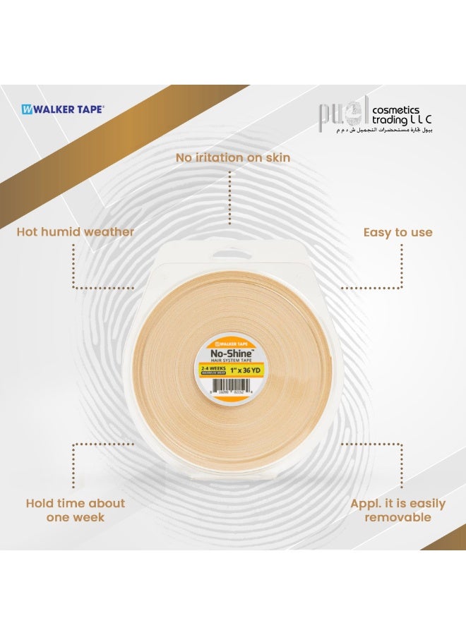 Walker Tape® No-Shine Wig Tape Roll 1" x 36 Yards – Maximum Hold Hypoallergenic Lace Wig Adhesive for All Hair Systems – Invisible Finish, Stretchable Carrier, Long Lasting, Strong Bond Toupee Tape - Image 3
