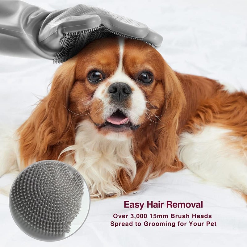 Episkey Dog Grooming Glove 1 Pair Pet Deshedding Brush Gloves Cat Hair Remover Mitt for Pet Massage Long or Short Fur Bathing (Multicolor) (Dog_Gloves) - Image 4