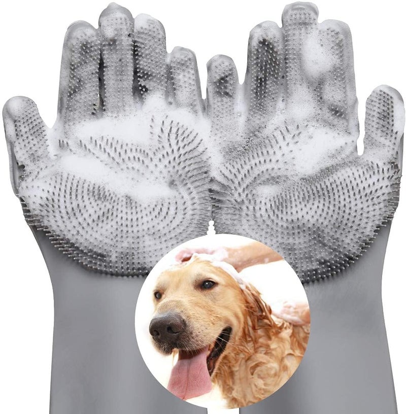 Episkey Dog Grooming Glove 1 Pair Pet Deshedding Brush Gloves Cat Hair Remover Mitt for Pet Massage Long or Short Fur Bathing (Multicolor) (Dog_Gloves) - Image 1