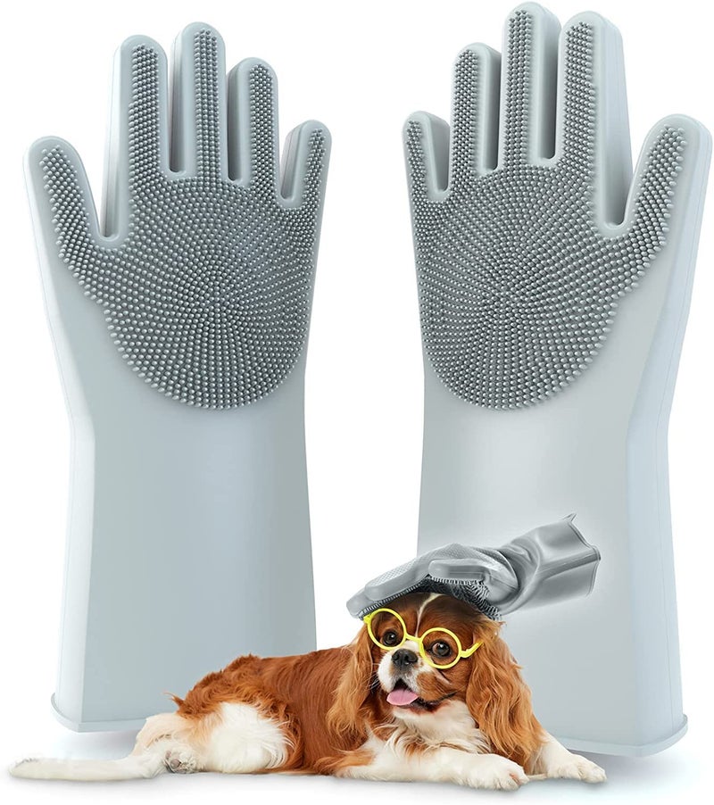 Episkey Dog Grooming Glove 1 Pair Pet Deshedding Brush Gloves Cat Hair Remover Mitt for Pet Massage Long or Short Fur Bathing (Multicolor) (Dog_Gloves) - Image 2