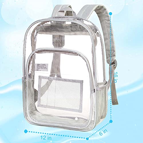 GXTVO Clear Backpack, Heavy Duty Transparent Bookbag, See Through Backpacks for Women Men - Grey - Image 5