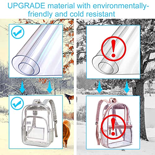GXTVO Clear Backpack, Heavy Duty Transparent Bookbag, See Through Backpacks for Women Men - Grey - Image 4