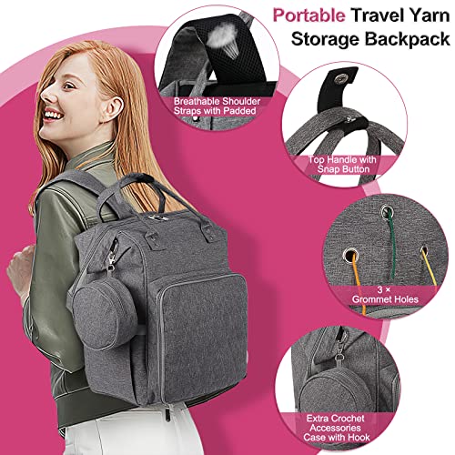 Coopay Huge Crochet Bag Travel Knitting Bag Large Capacity Yarn Storage Organizer Bags for Unfinished Project Crochet Hooks Knitting Needles Skein Yarn Great Knitting Crochet Supplies Gray - Image 3