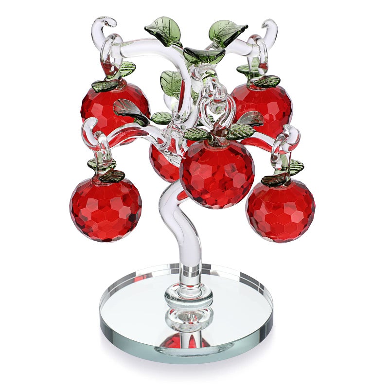 OwnMy Crystal Red Apple Tree Ornament Artificial Apple Tree Figurine Decorative Apple Tree Collectible  Glass Apple Tree Paperweight Table Decoration Centerpiece for Living Room Home Office Birthday - Image 1