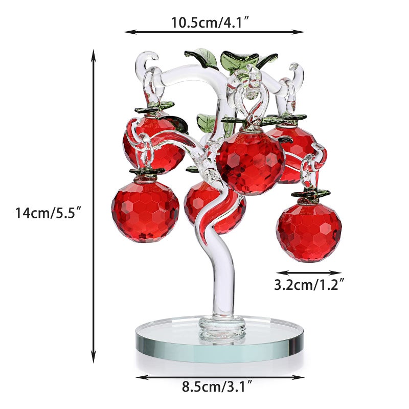 OwnMy Crystal Red Apple Tree Ornament Artificial Apple Tree Figurine Decorative Apple Tree Collectible  Glass Apple Tree Paperweight Table Decoration Centerpiece for Living Room Home Office Birthday - Image 3